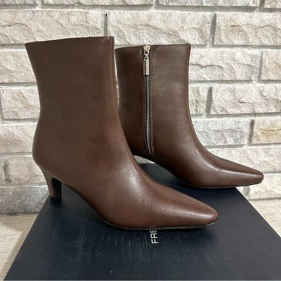 French Connection Shoes - French Connection Ankle Bootie Alex Kitten Heel Size 8 Chocolate Brown NIB